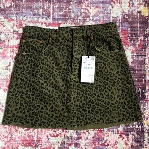 Zara leopard denim skirt